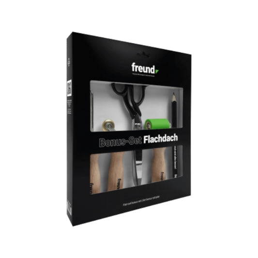Freund Bonus Set Flachdach Nahtprüfer Messingrolle Folienschere Andrückrolle Zimmermannsbleistift Karton
