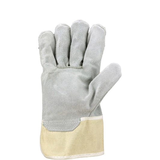 Arbeitshandschuhe Falke C – Rindspaltleder, gefüttert, Canvas-Stulpe