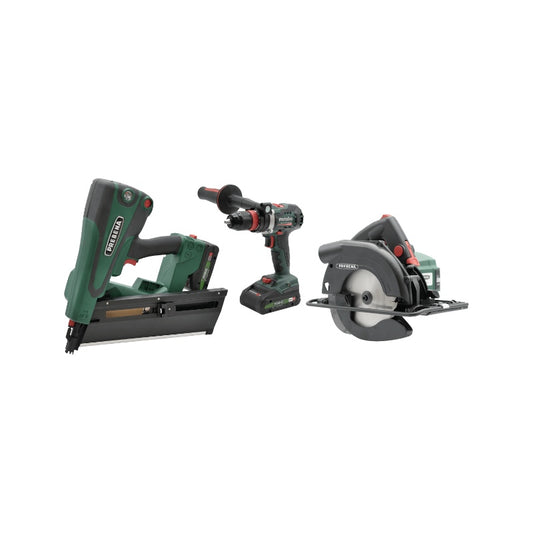 Prebena Holzbau Set PKT Hybrid-Nagler, Handkreissäge, Akku-Bohrschrauber Set