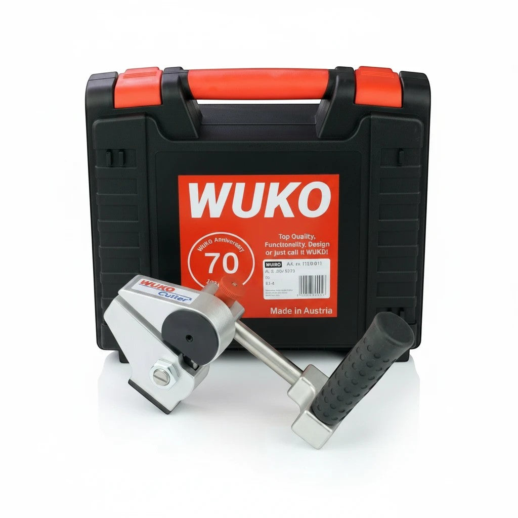 Roofify WUKO Cutter 1070 mobile sheet metal shear with ergonomic handle and protective carrying case