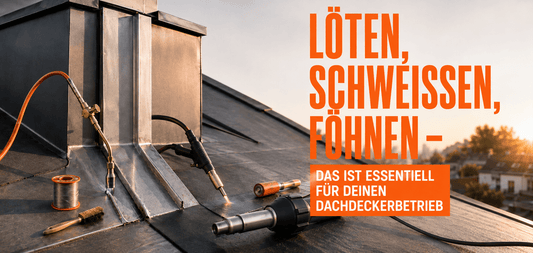 Löten, Schweißen, Föhnen Werkzeuge auf dem Dach (Bild KI-generiert)