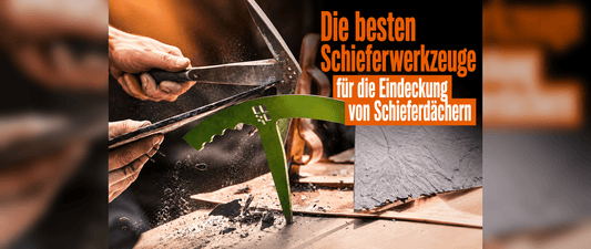 Schieferwerkzeuge im Einsatz - Schieferhammer und Haubrücke (Bild KI-generiert)