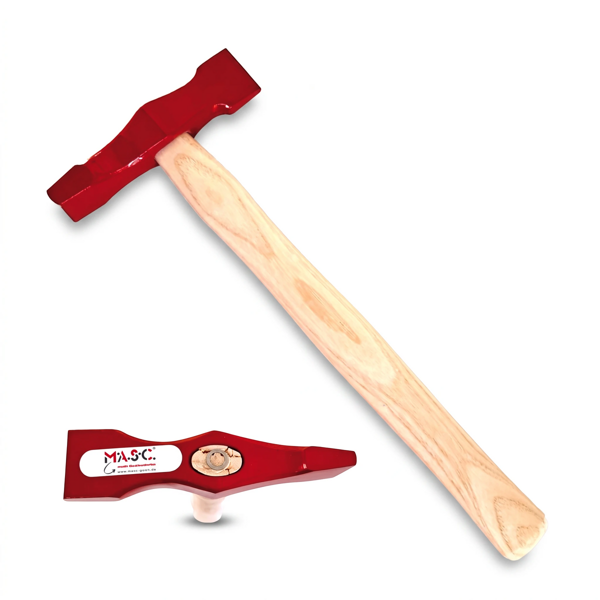 MASC Kreuzschweifhammer 375 g mit ergonomischem Holzgriff, robuster geschmiedeter Stahlkopf für Dachdecker und Zimmerer