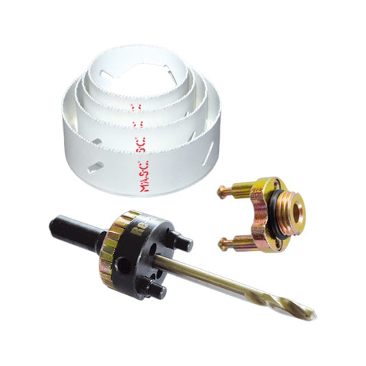 MASC Rain Pipe Hole Saw Set - HSS Bi-Metal Hole Saw Set for Plumbers & Roofers (60–120 mm)
