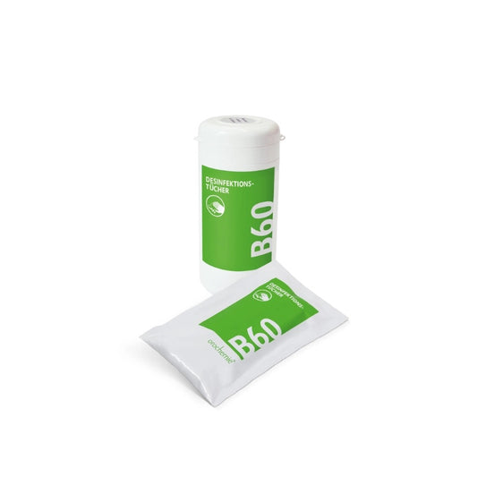 B60 Desinfektionstücher Set – 1 Spenderdose + 2 Nachfüllpackungen à 110 Tücher