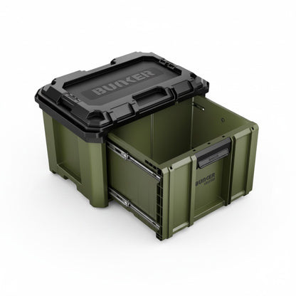 BUNKER - Load-Up Stapelbare Aufbewahrungsbox mit 1 Schublade | 570 mm, geöffnet