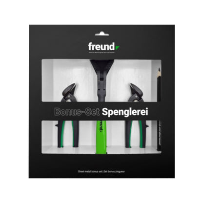 Freund Bonus Set Spenglerei hebelübersetzte Blechschere Falzzange Zimmermannsbleistift Karton
