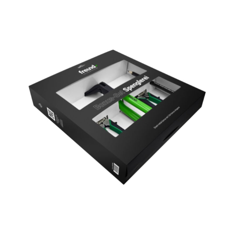 Freund Bonus Set Spenglerei hebelübersetzte Blechschere Falzzange Zimmermannsbleistift Karton