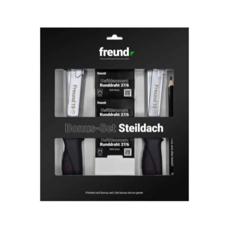 Freund Bonus-Set Steildach Hammertacker Zimmermannsbleistift Karton