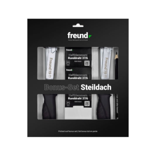 Freund Bonus-Set Steildach Hammertacker Zimmermannsbleistift Karton