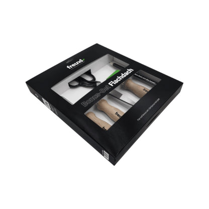 Freund Bonus Set Flachdach Nahtprüfer Messingrolle Folienschere Andrückrolle Zimmermannsbleistift Karton