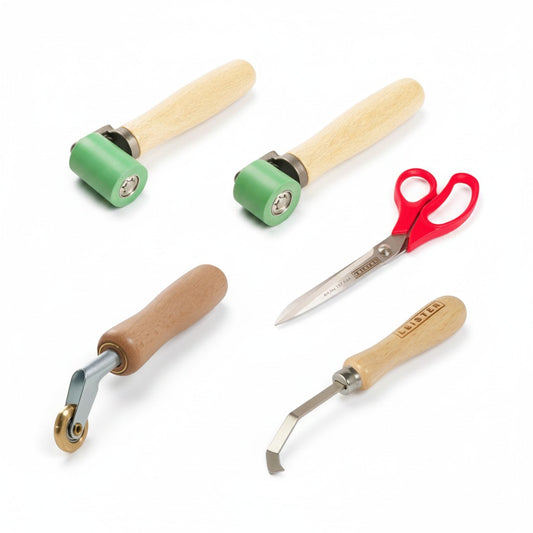Leister Schweiß Set mit Andrückrolle, Messingrolle, Nahtprüfer und Folienschere