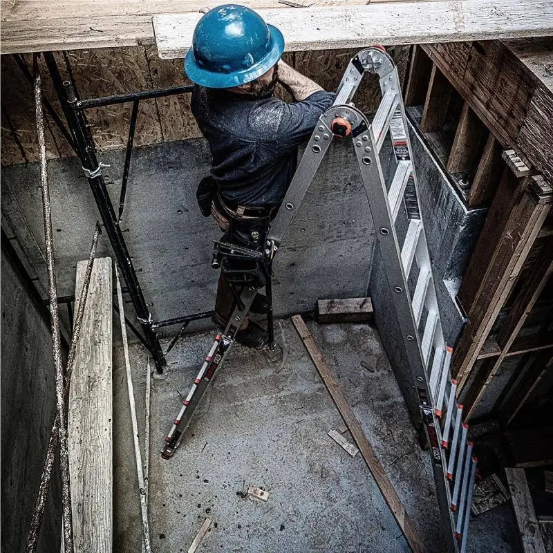 Little Giant Teleskopleiter ausgezogen Anwendung Baustelle