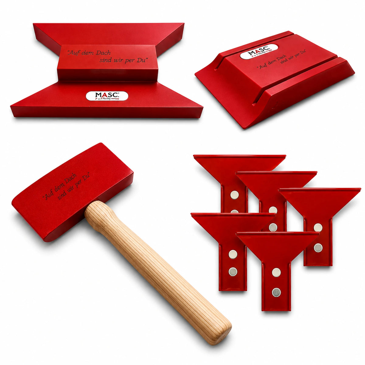 MASC Spengler-Set Red Edition 4-teilig Praxisbündel mit roten Werkzeuggriffen