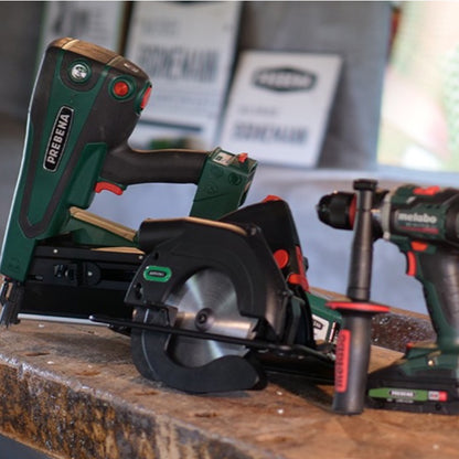 Prebena Holzbau Set PKT Hybrid-Nagler, Handkreissäge, Akku-Bohrschrauber Set