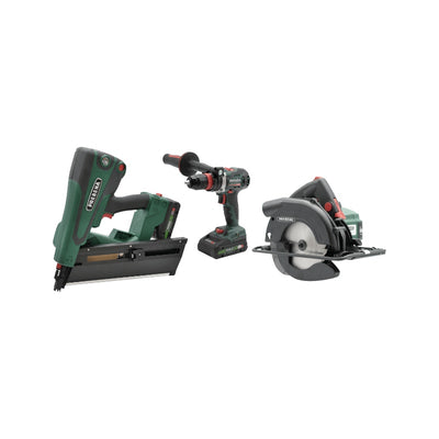PREBENA - Holzbau Set PR | Hybrid-Halbkopf-Nagler PKT-8-PR100, Akku-Handkreissäge & Akku-Bohrschrauber