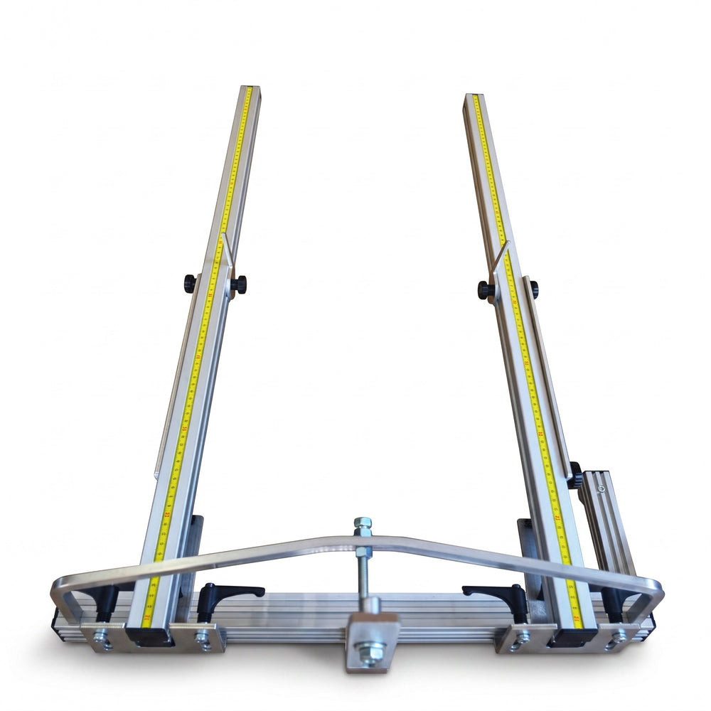 Roofify DRÄCO K1-AGNU-4 metal depth stop attachment with integrated yellow measuring scales for precise sheet bending