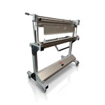 Roofify DRÄCO K1-AGNU-4 segmented metal folding machine with depth stop on a mobile stand for professional roofing