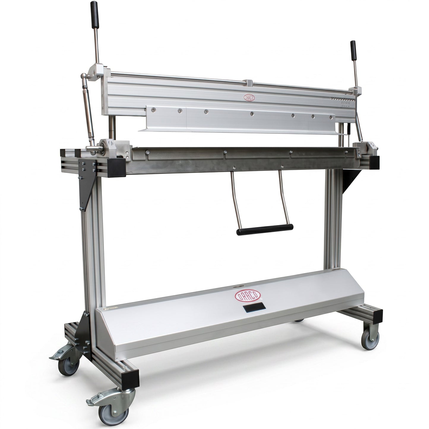 Roofify DRÄCO mobile segmented sheet metal folding machine with detachable stand and accessory storage box