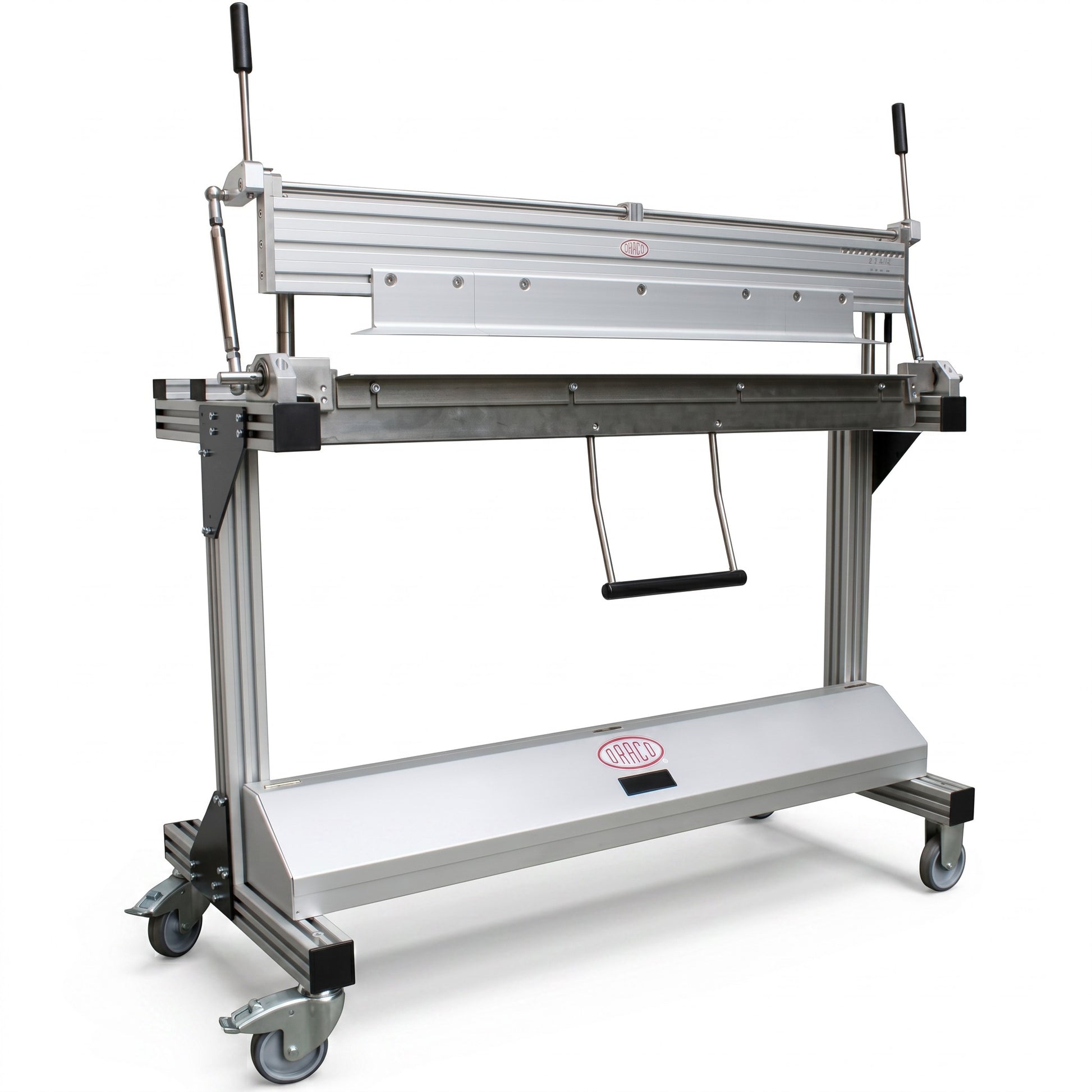 Roofify DRÄCO mobile segmented sheet metal folding machine with detachable stand and accessory storage box
