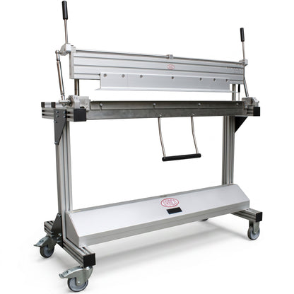 Roofify DRÄCO mobile segmented sheet metal folding machine with detachable stand and accessory storage box