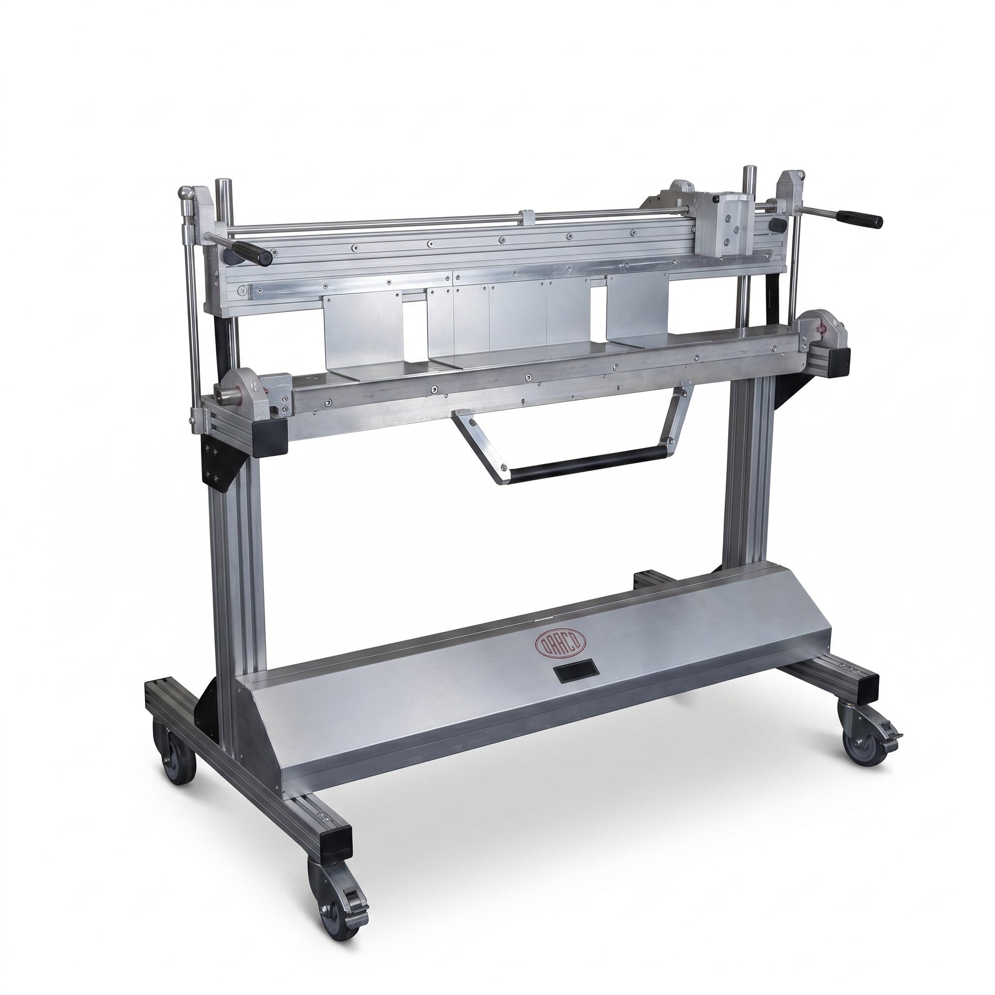 Roofify DRÄCO K1-AGNU-4 segmented metal folding machine with adjustable depth stop on a mobile stand for roofing work